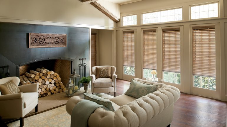 Miami fireplace with blinds